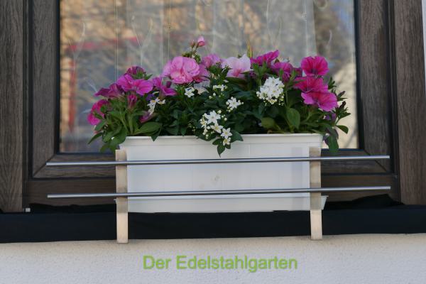 Blumenkastenhalter ohne Bohren  für die Alu-Fensterbank 60 cm aus Edelstahl  /  Sturm sicher Blumenkastenhalter / Blumenkasterhalter aus Edelstahl